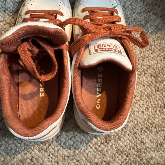 Converse Leather White and Orange Sneakers - Picture 4 of 6